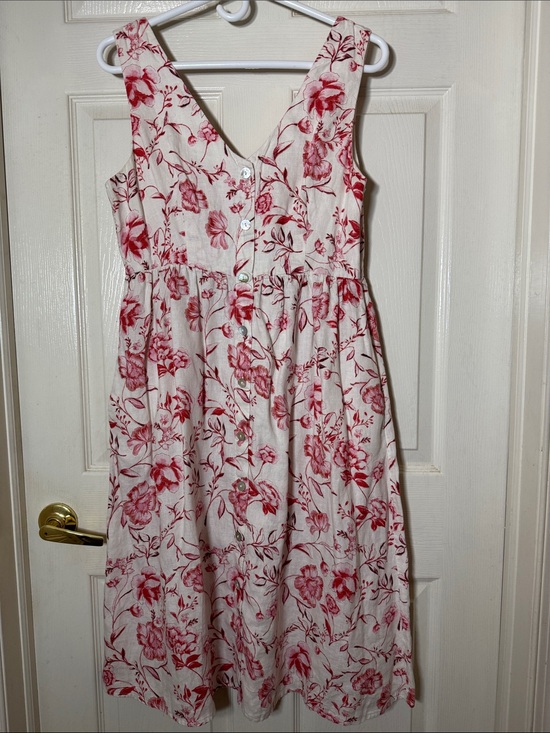 Cynthia Rowley Dresses & Skirts - Cynthia Rowley Red Floral Linen Button-Front Dress Pockets  Sz 6